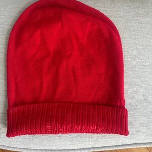 Givenchy Logo Embroidered Wool Beanie in Red